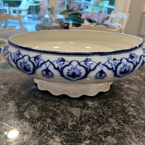 Antique Grindley Haddon Flow Blue 16.5" Oval Antique Dish - Picture 1 of 11